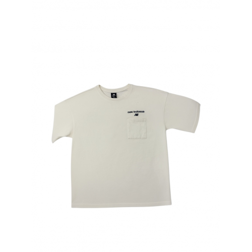 New Balance Λευκό T-Shirt με Τσέπη